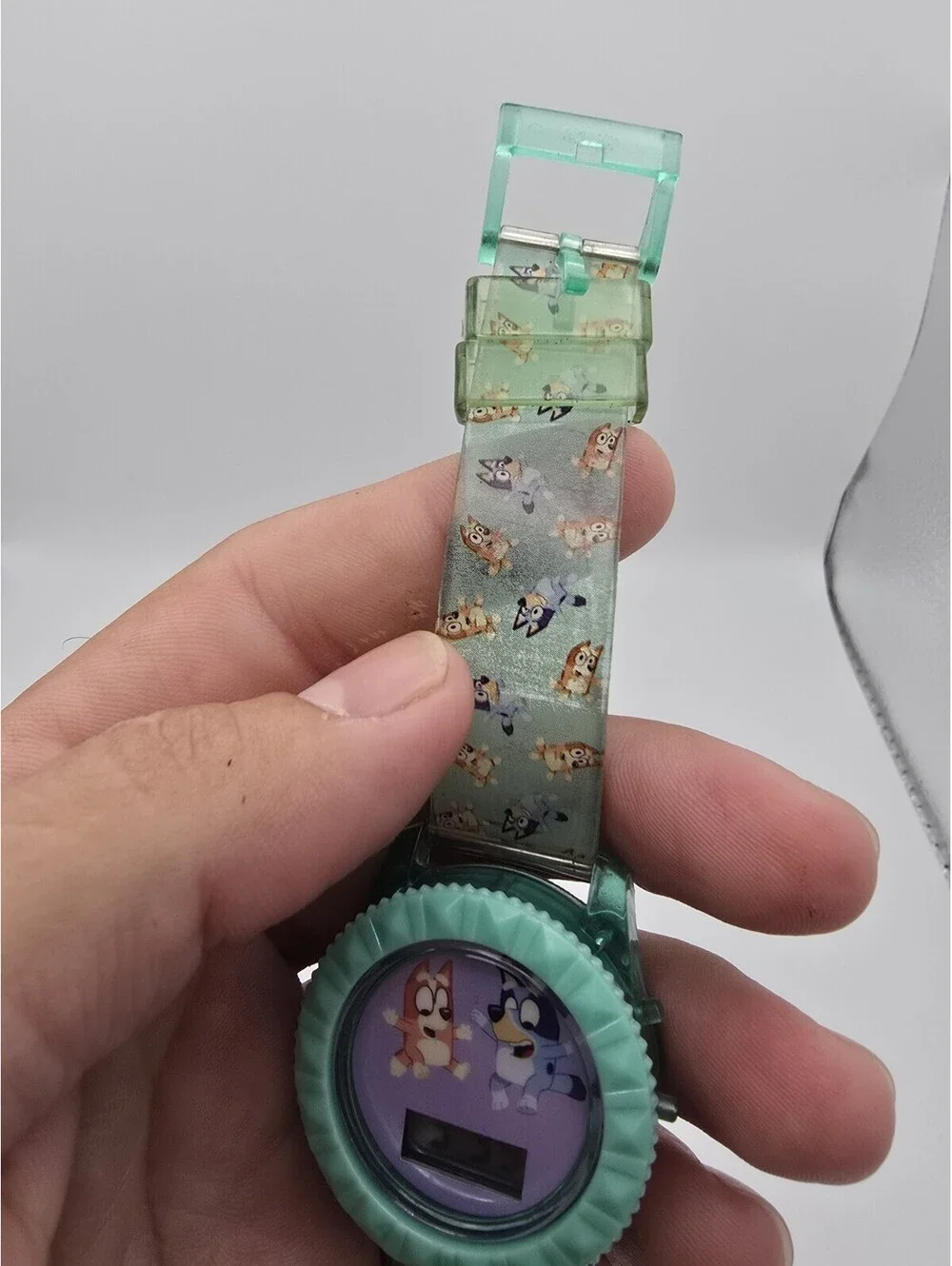 Accutime Bluey Kids Quartz Digital Backlight Watch Green Plastic Case Strap
